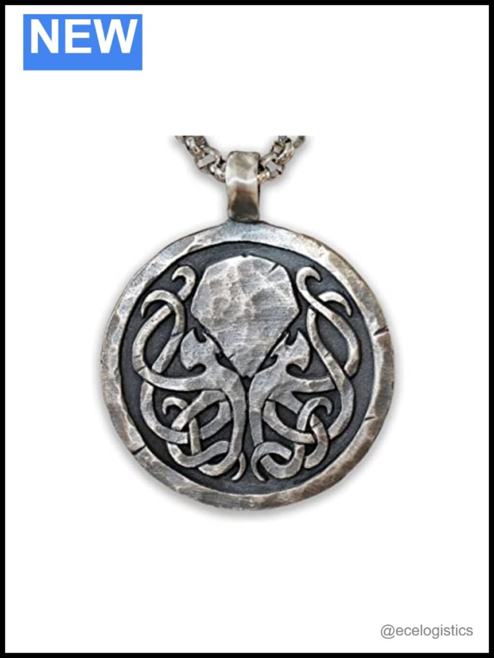 925 Sterling Silver Cthulhu Octopus Pendant Necklace 22in